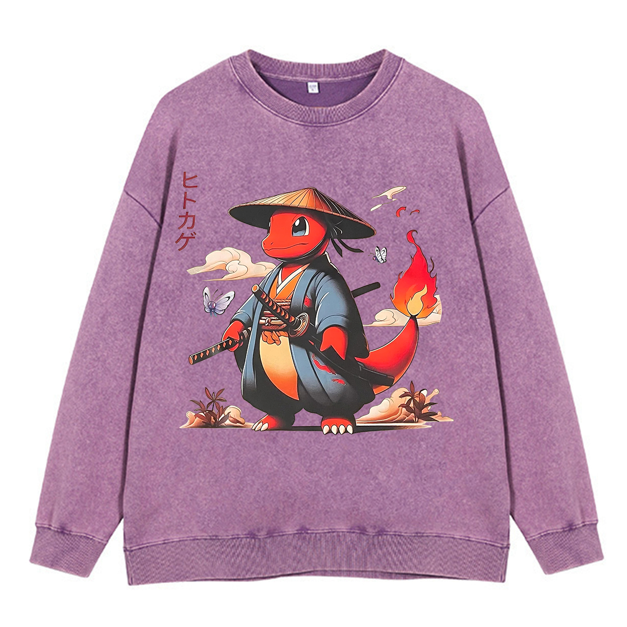 Pokémon Charmander Printed Men's Washed Sweatshirt Image - 4