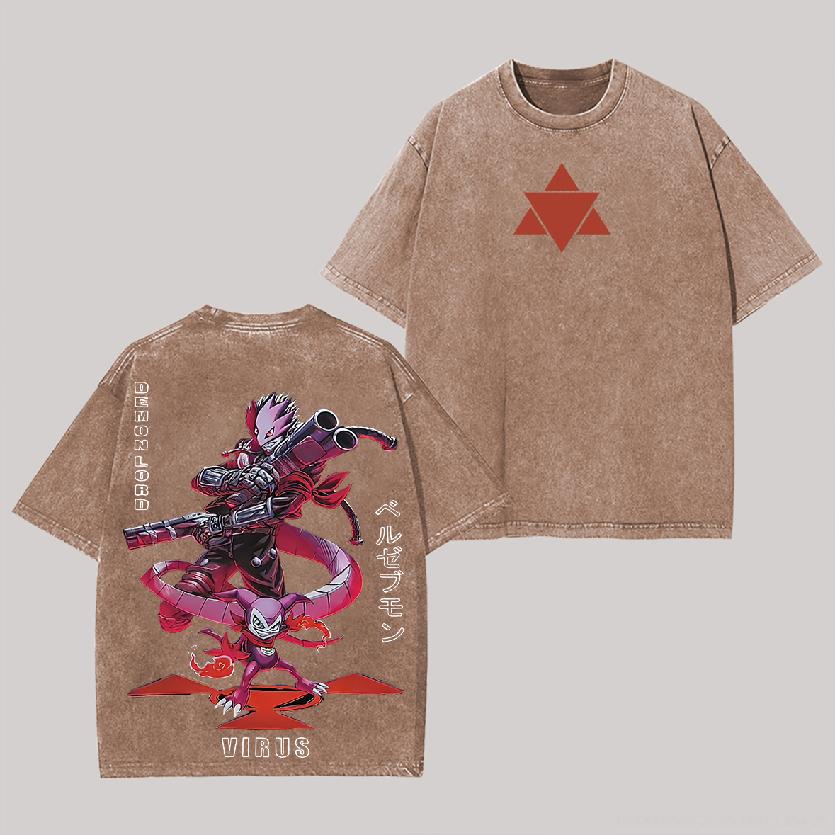 Digimon Beelzemon Demon Lord Printed Unisex Washed T-Shirt Image - 4