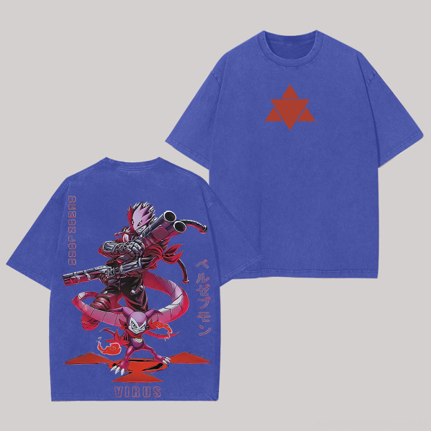 Digimon Beelzemon Demon Lord Printed Unisex Washed T-Shirt Image - 6