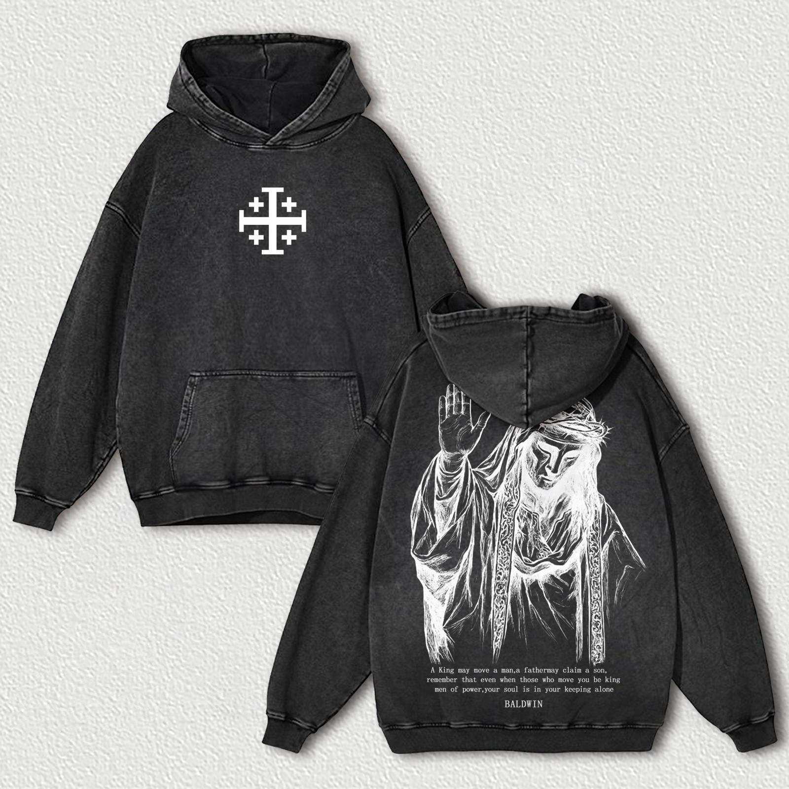 Baldwin IV of Jerusalem Printed Unisex Washed Hoodie