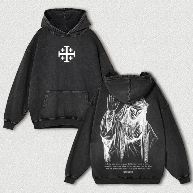 Baldwin IV of Jerusalem Printed Unisex Washed Hoodie