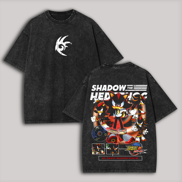  Shadow the Hedgehog Printed Unisex Washed T-Shirt Image - 1