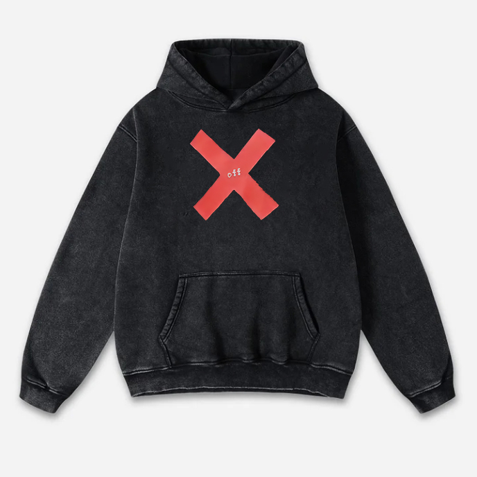 Off Printed Unisex Washed Hoodie