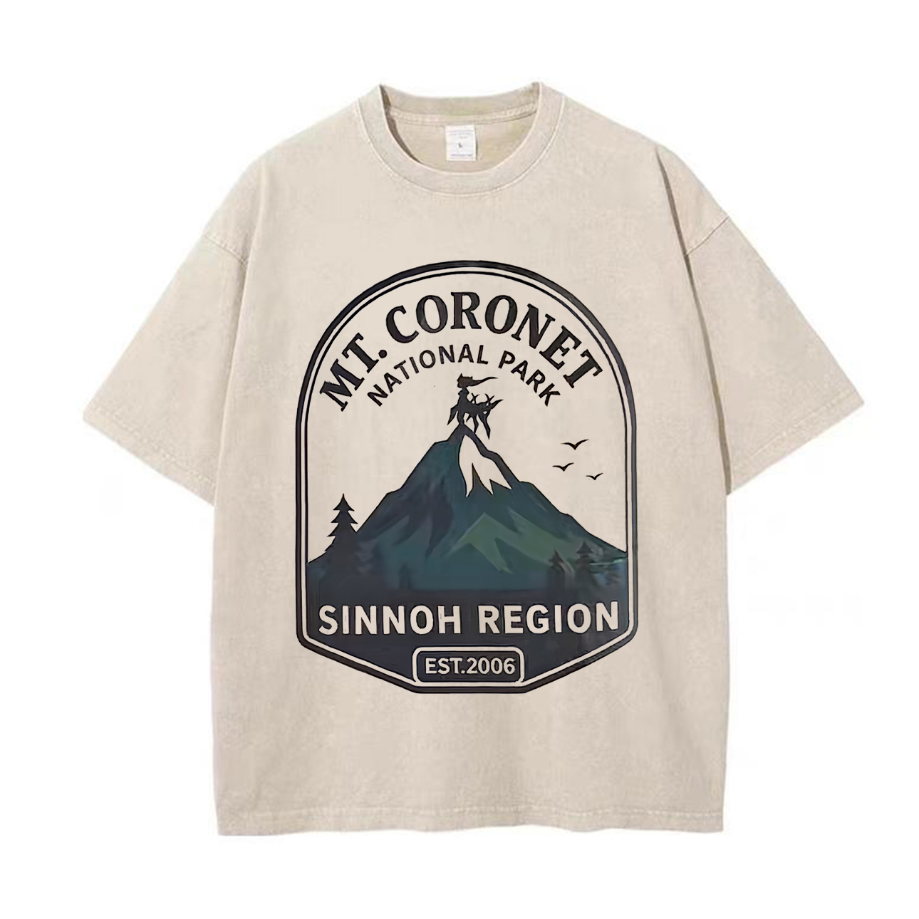 Pokémon Mt. Coronet National Park Printed Unisex Washed T-Shirt Image - 1