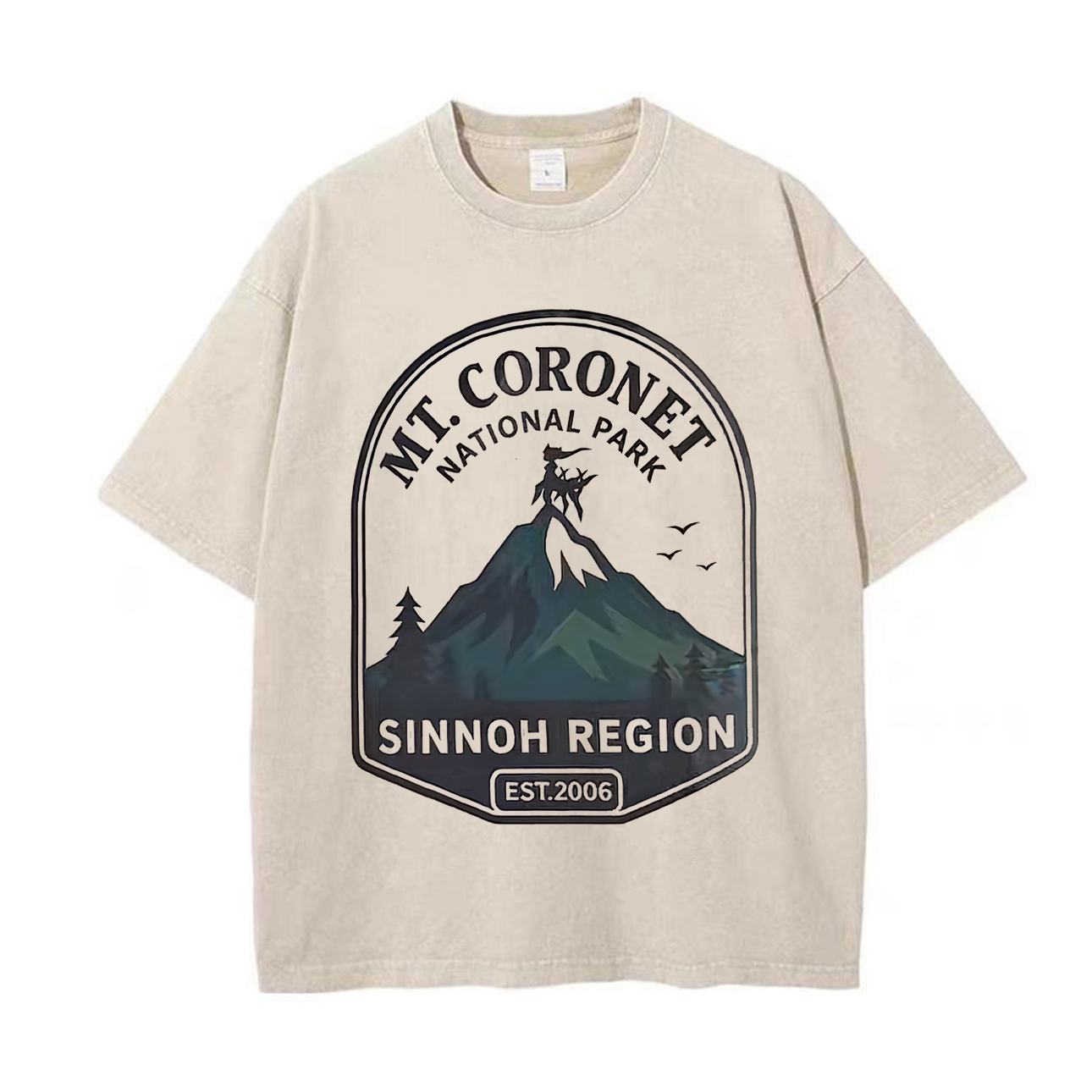 Pokémon Mt. Coronet National Park Printed Unisex Washed T-Shirt Image - 1