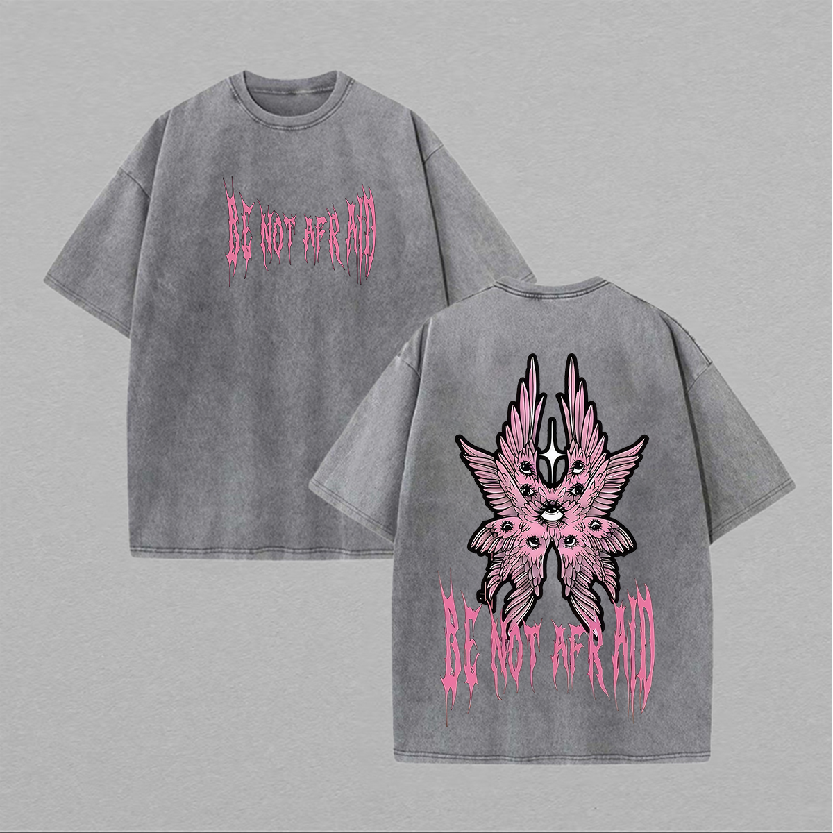 Be Not Afraid Cherubim Goth Printed Unisex Washed T-Shirt Image - 1
