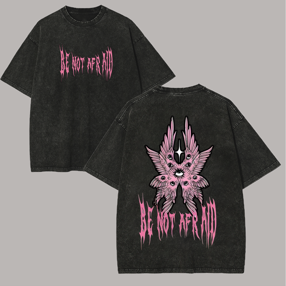 Be Not Afraid Cherubim Goth Printed Unisex Washed T-Shirt Image - 2
