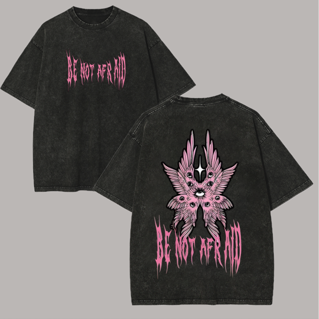 Be Not Afraid Cherubim Goth Printed Unisex Washed T-Shirt Image - 2