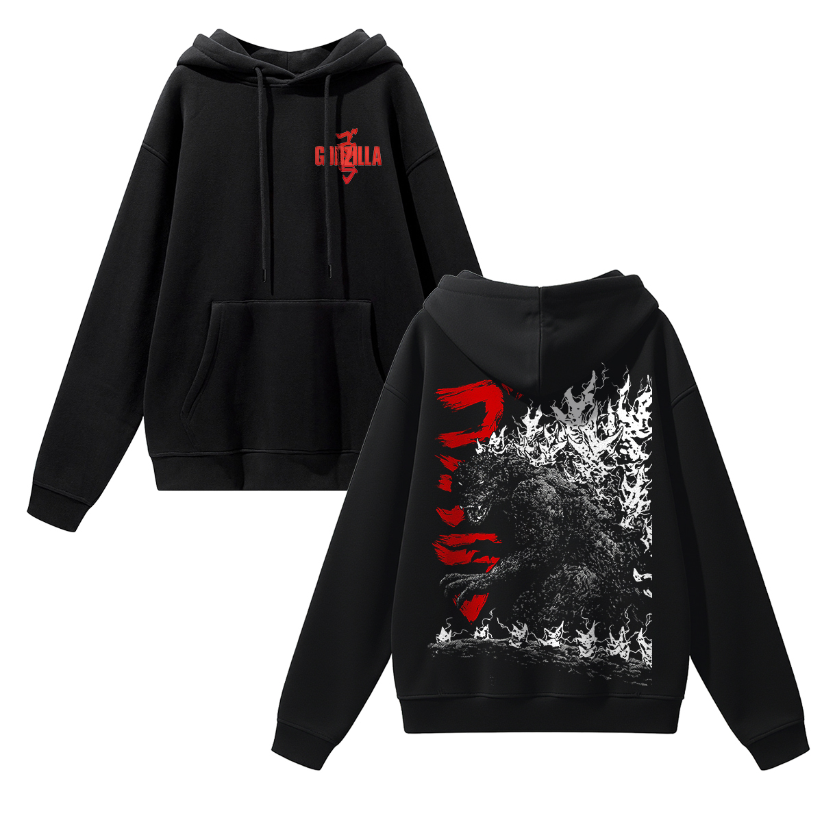 Godzilla Printed Unisex Heavyweight Hoodie with Drawstring