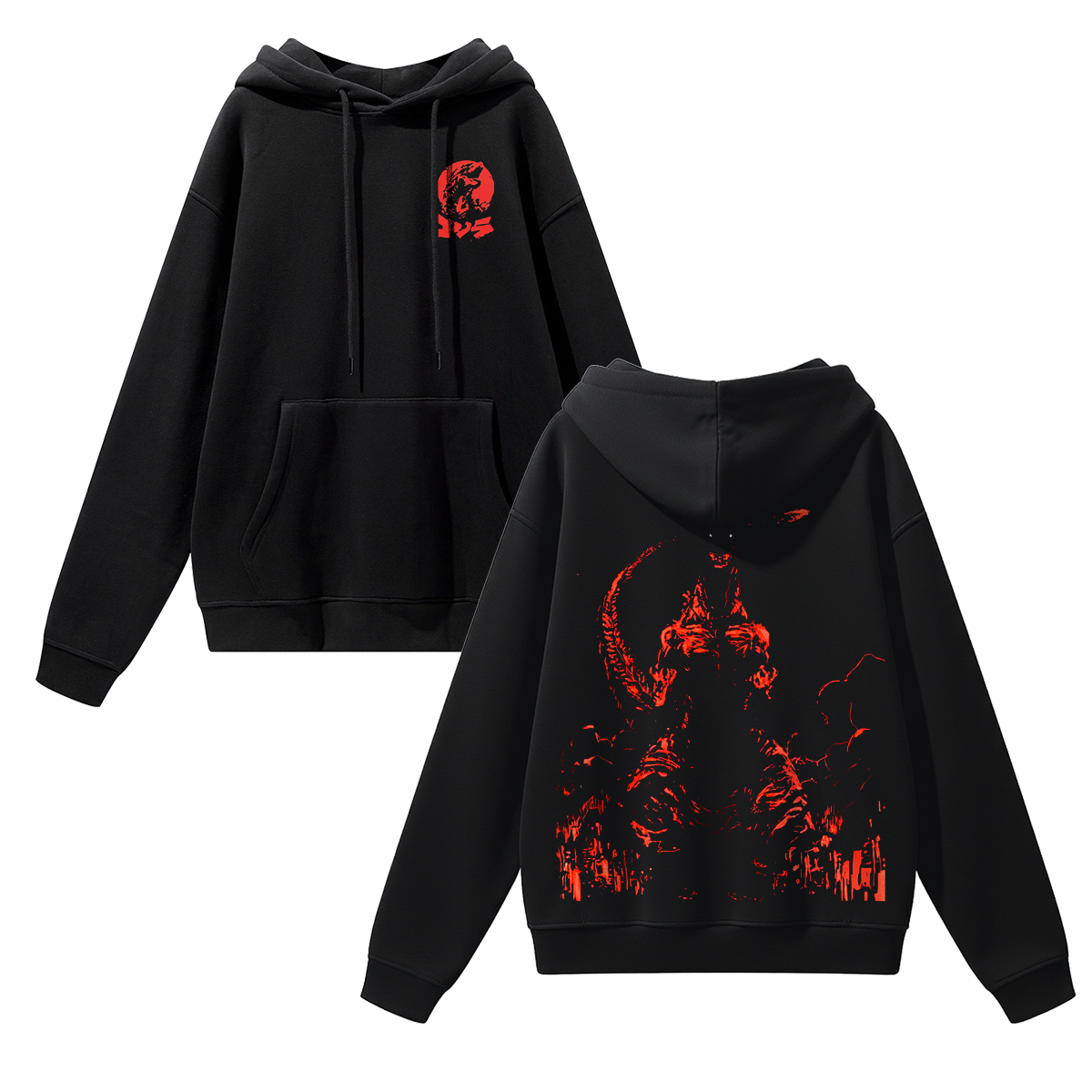 Godzilla Printed Unisex Heavyweight Hoodie with Drawstring