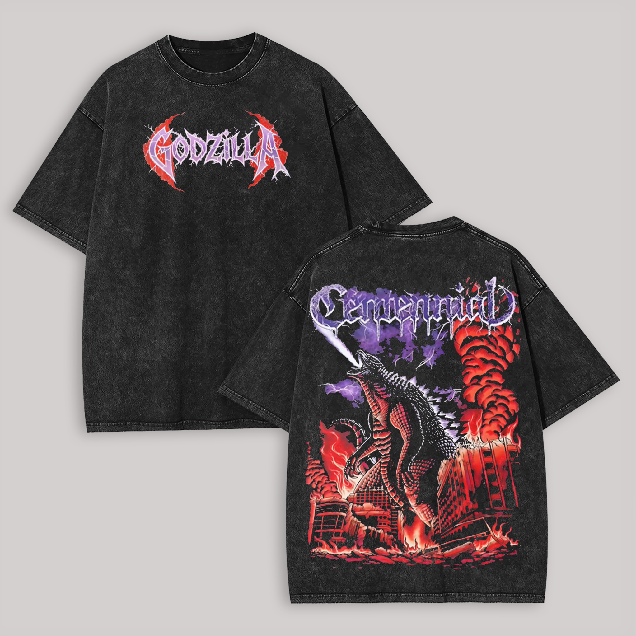 Godzilla VS Kongroar Printed Unisex Washed T-Shirt