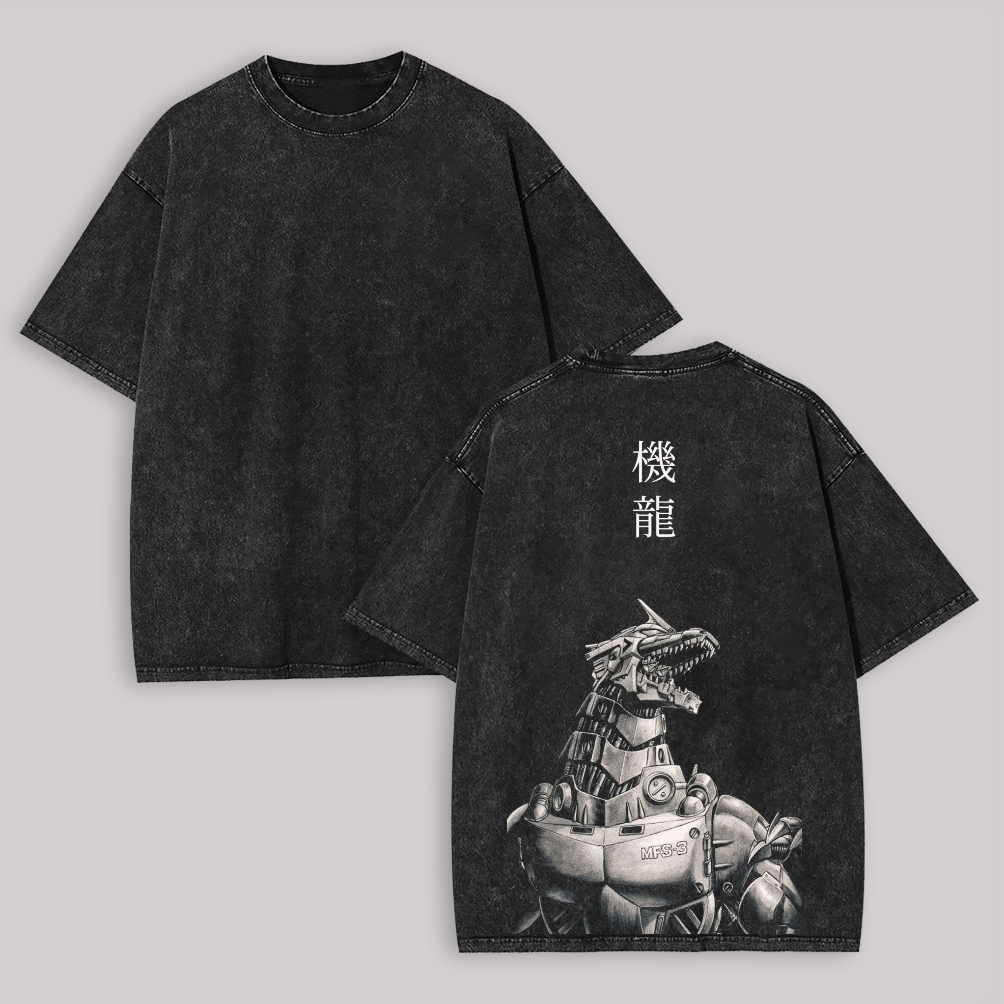 Godzilla Against Mechagodzilla Printed Unisex Washed T-Shirt