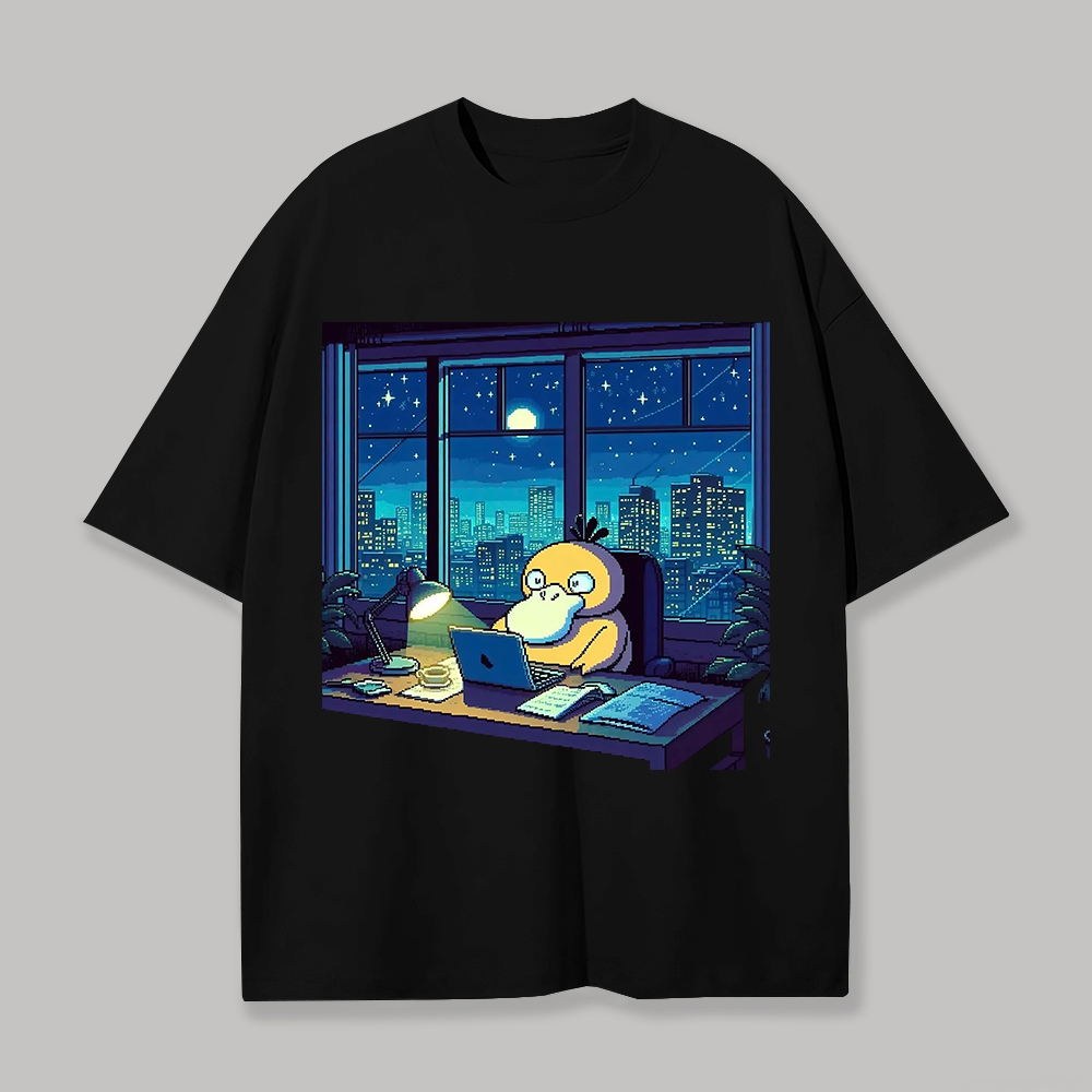  Psyduck Printed Unisex Oversized T-shirt Image - 1
