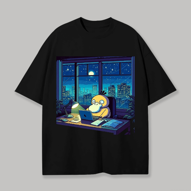  Psyduck Printed Unisex Oversized T-shirt Image - 1