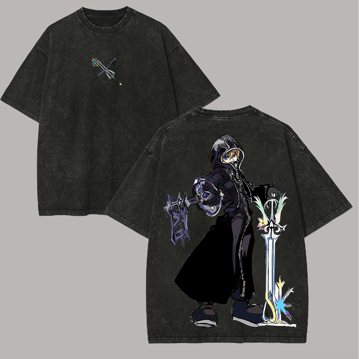 Kingdom Hearts Roxas Printed Unisex Washed T-Shirt Image - 1