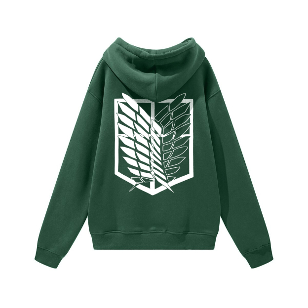 Attack on Titan Scout Regiment Printed Unisex Heavyweight Hoodie with Drawstring Image - 3