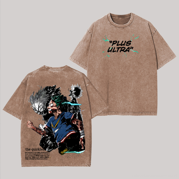 My Hero Academia Plus Ultra Printed Unisex Washed T-Shirt Image - 4