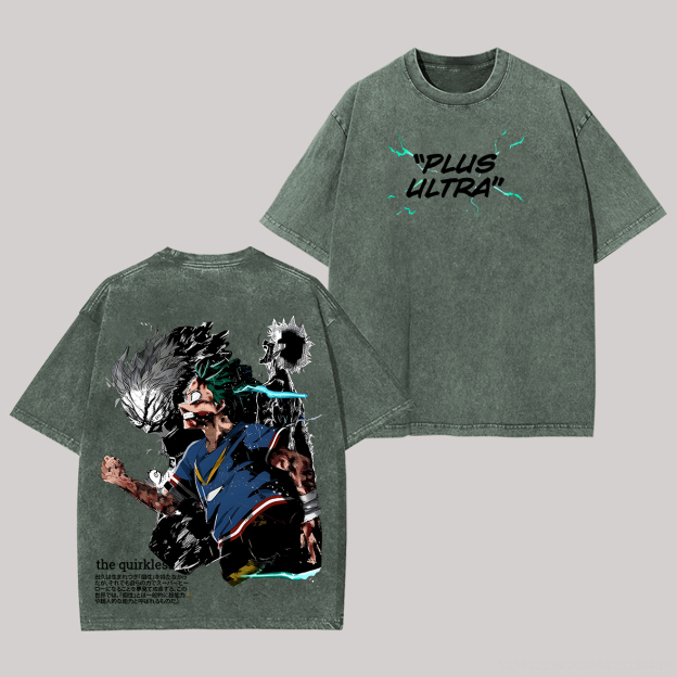 My Hero Academia Plus Ultra Printed Unisex Washed T-Shirt Image - 7