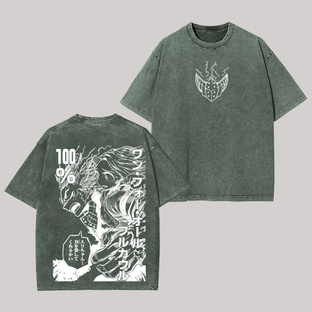 My Hero Academia Izuku Midoriya Printed Unisex Washed T-Shirt Image - 4