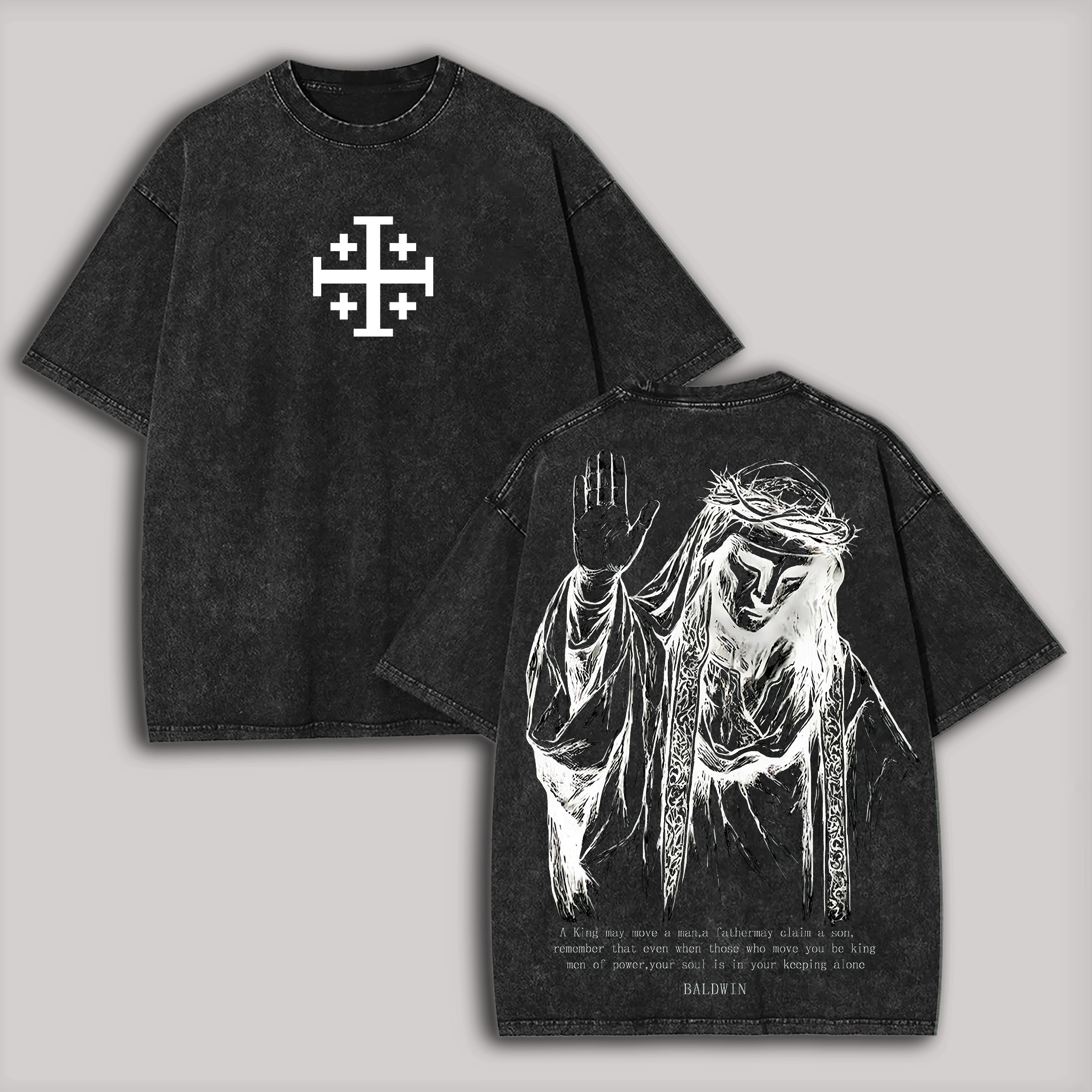 Baldwin IV of Jerusalem Graphic Printed Unisex Washed T-Shirt Image - 3