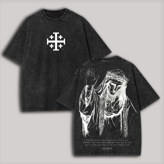 Baldwin IV of Jerusalem Graphic Printed Unisex Washed T-Shirt Image - 3