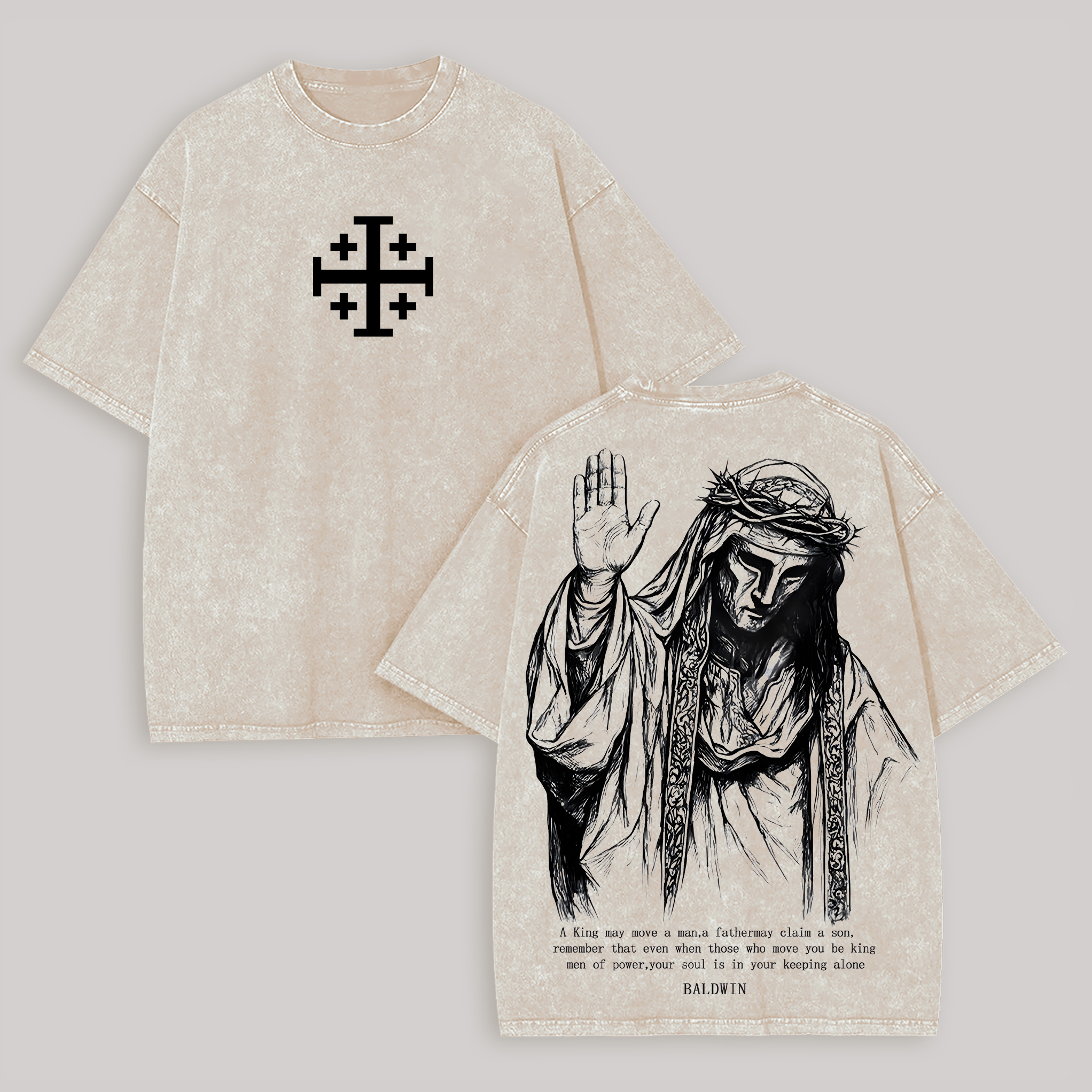 Baldwin IV of Jerusalem Graphic Printed Unisex Washed T-Shirt Image - 2