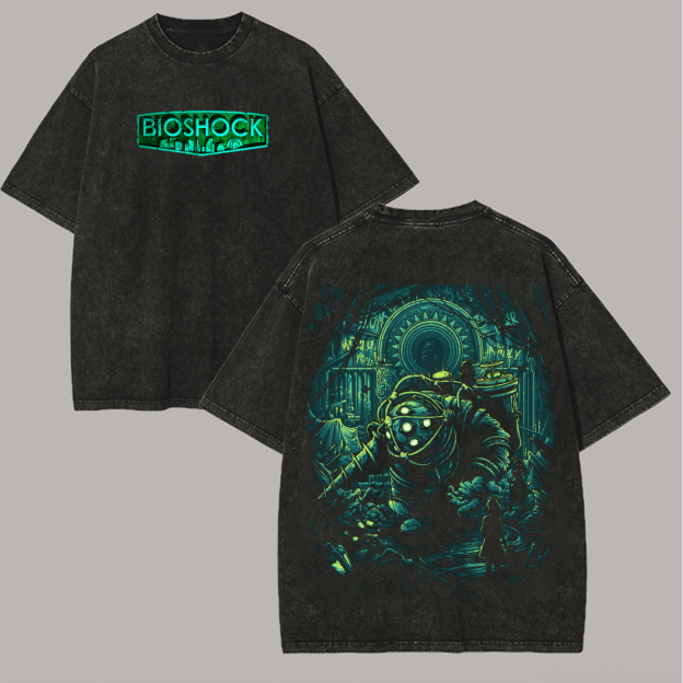 BioShock Printed Unisex Washed T-Shirt Image - 1