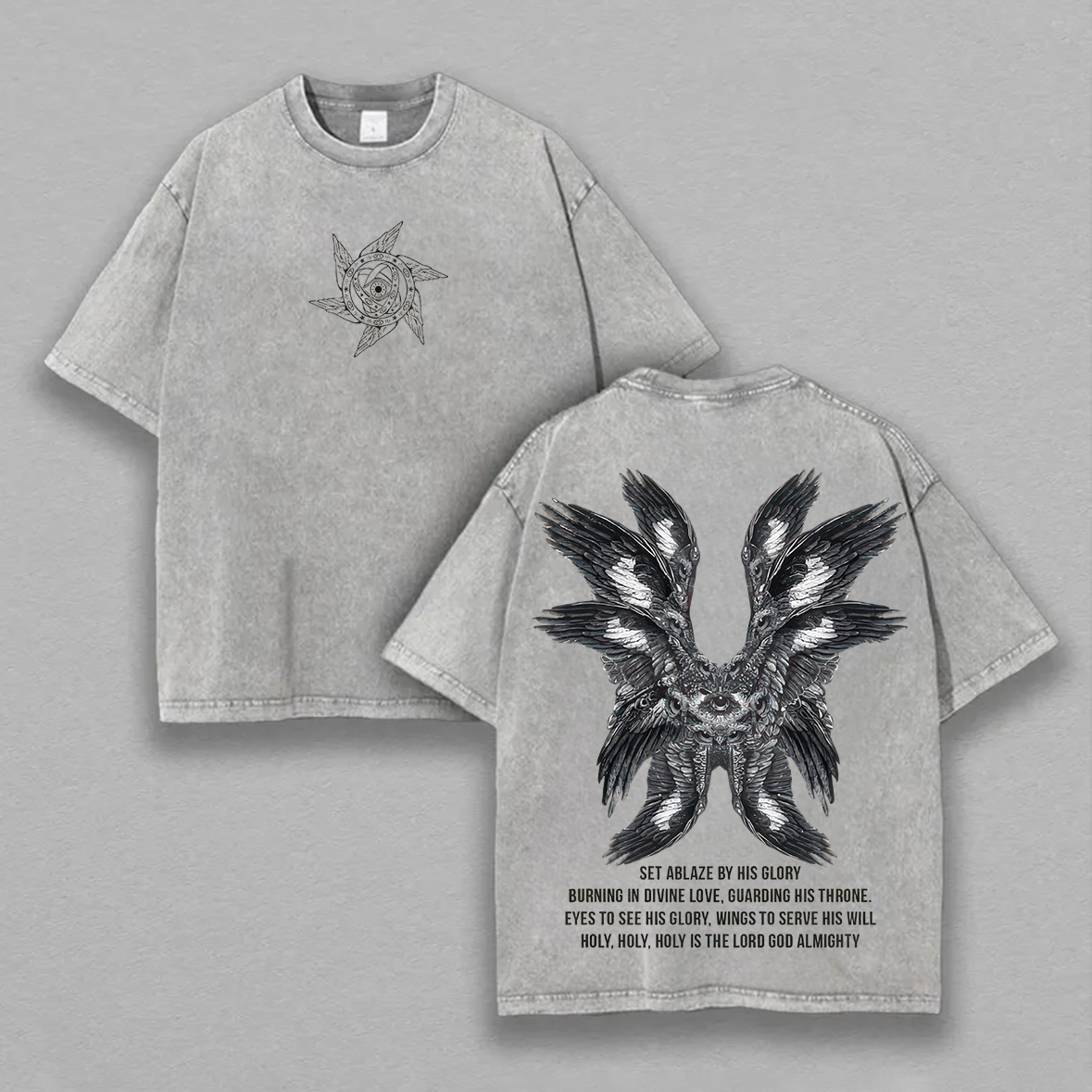 Vintage Angel Printed Unisex Washed T-Shirt Image - 2