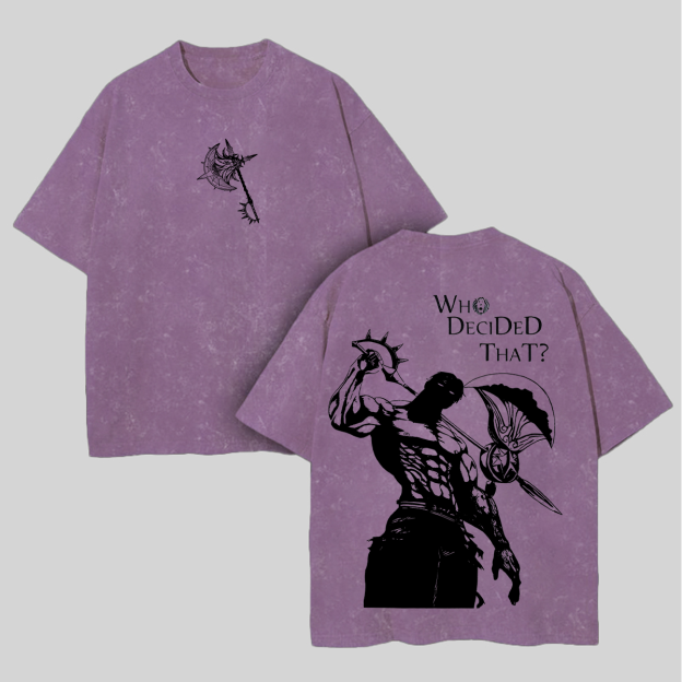 Seven Deadly Sins Escanor Printed Unisex Washed T-Shirt Image - 5