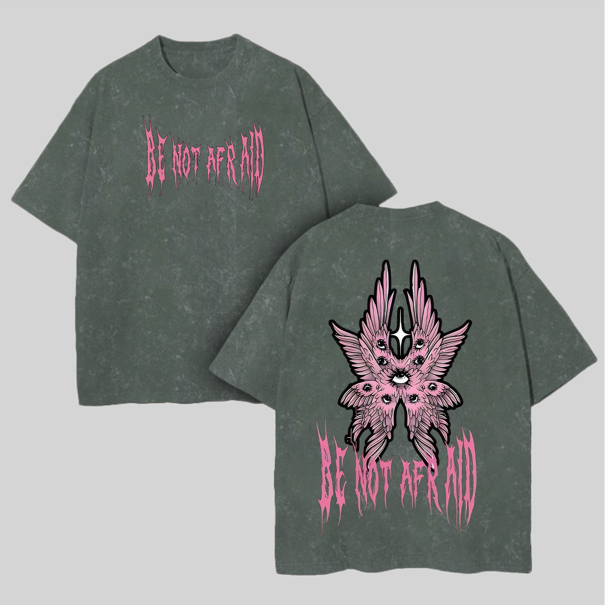 Be Not Afraid Cherubim Goth Printed Unisex Washed T-Shirt Image - 5