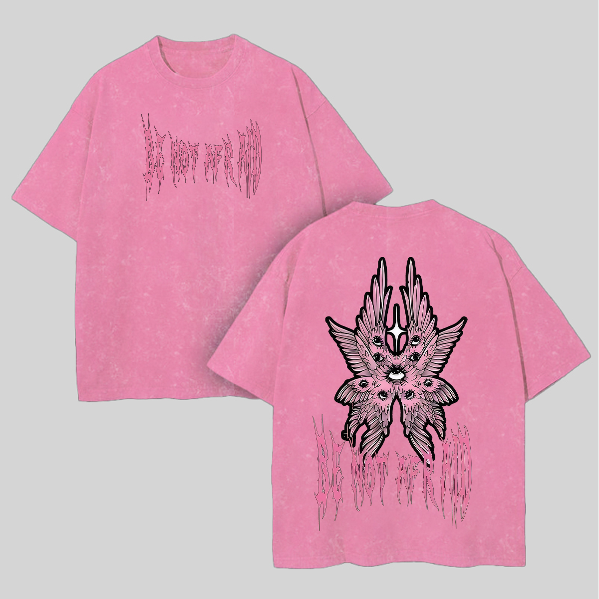 Be Not Afraid Cherubim Goth Printed Unisex Washed T-Shirt Image - 7