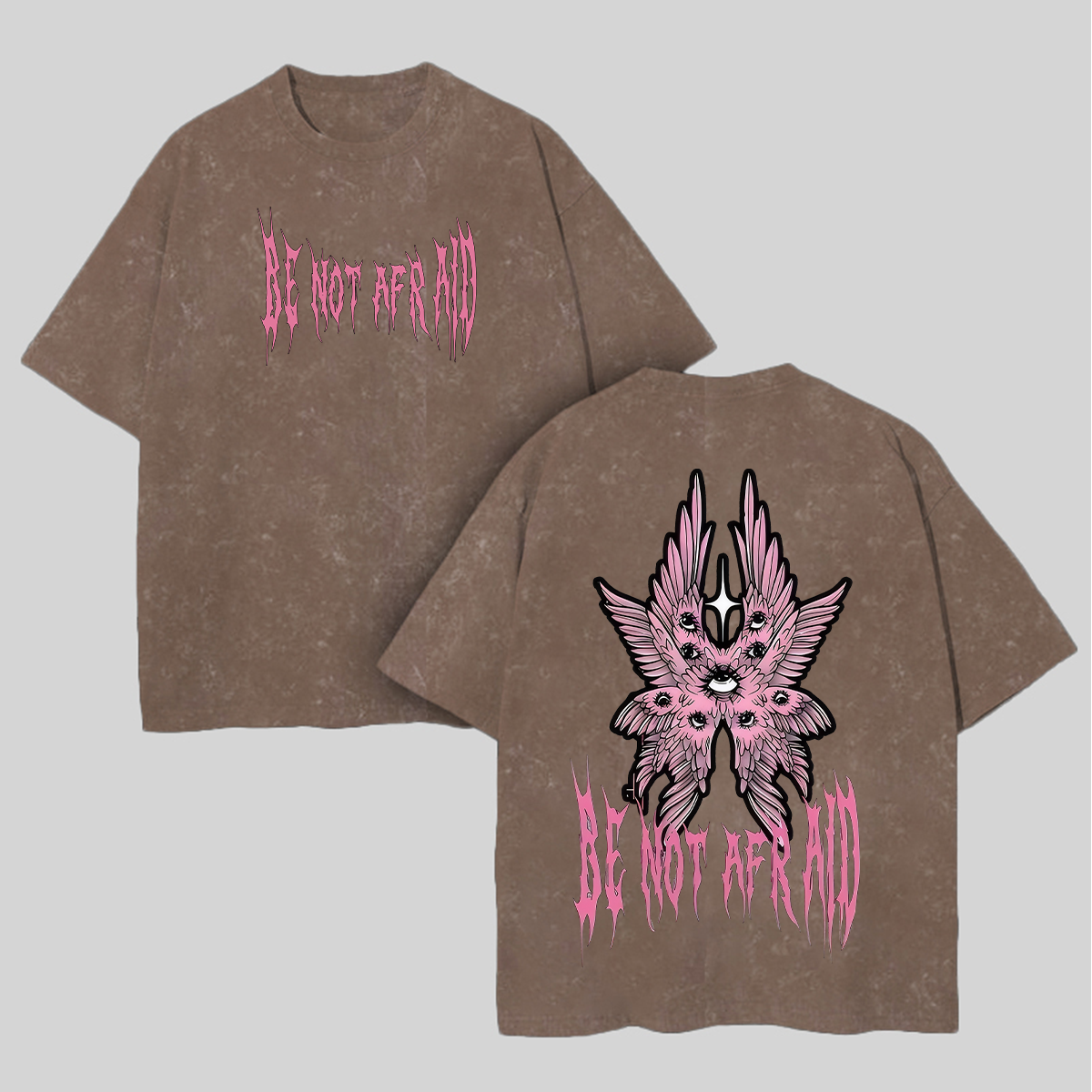 Be Not Afraid Cherubim Goth Printed Unisex Washed T-Shirt Image - 4
