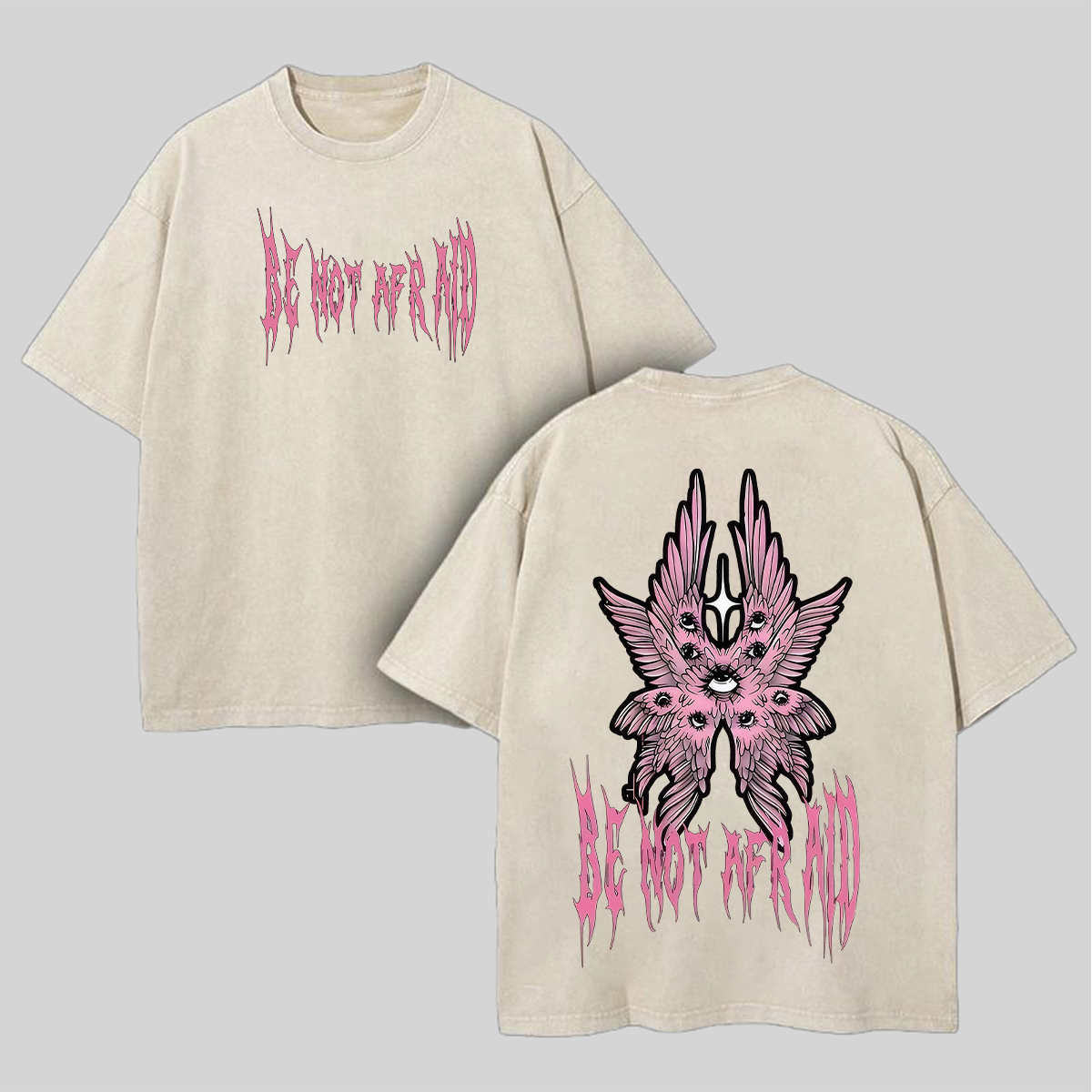 Be Not Afraid Cherubim Goth Printed Unisex Washed T-Shirt Image - 3