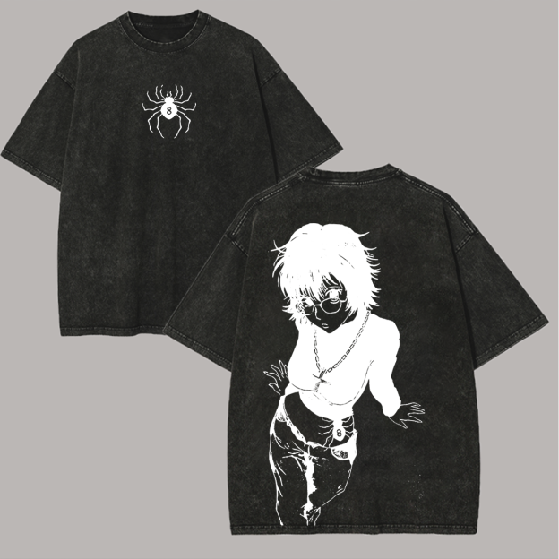 Shizuku Hunter Printed Men's Washed T-Shirt Image - 3