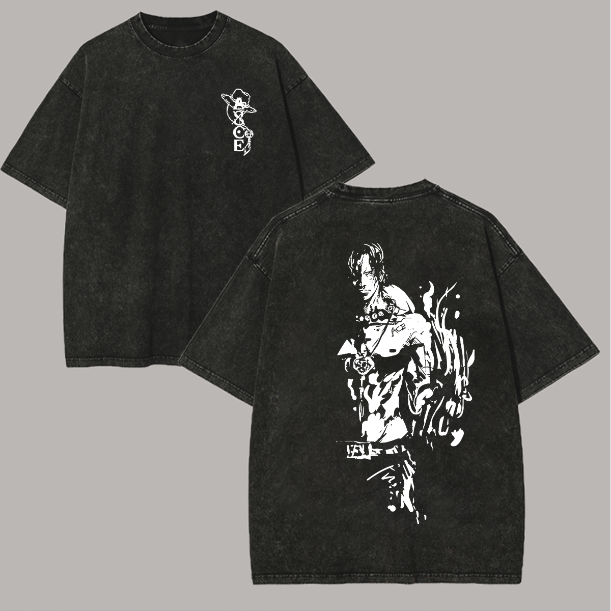 One Piece Portgas·D· Ace Oversize Washed T-Shirt Image - 1