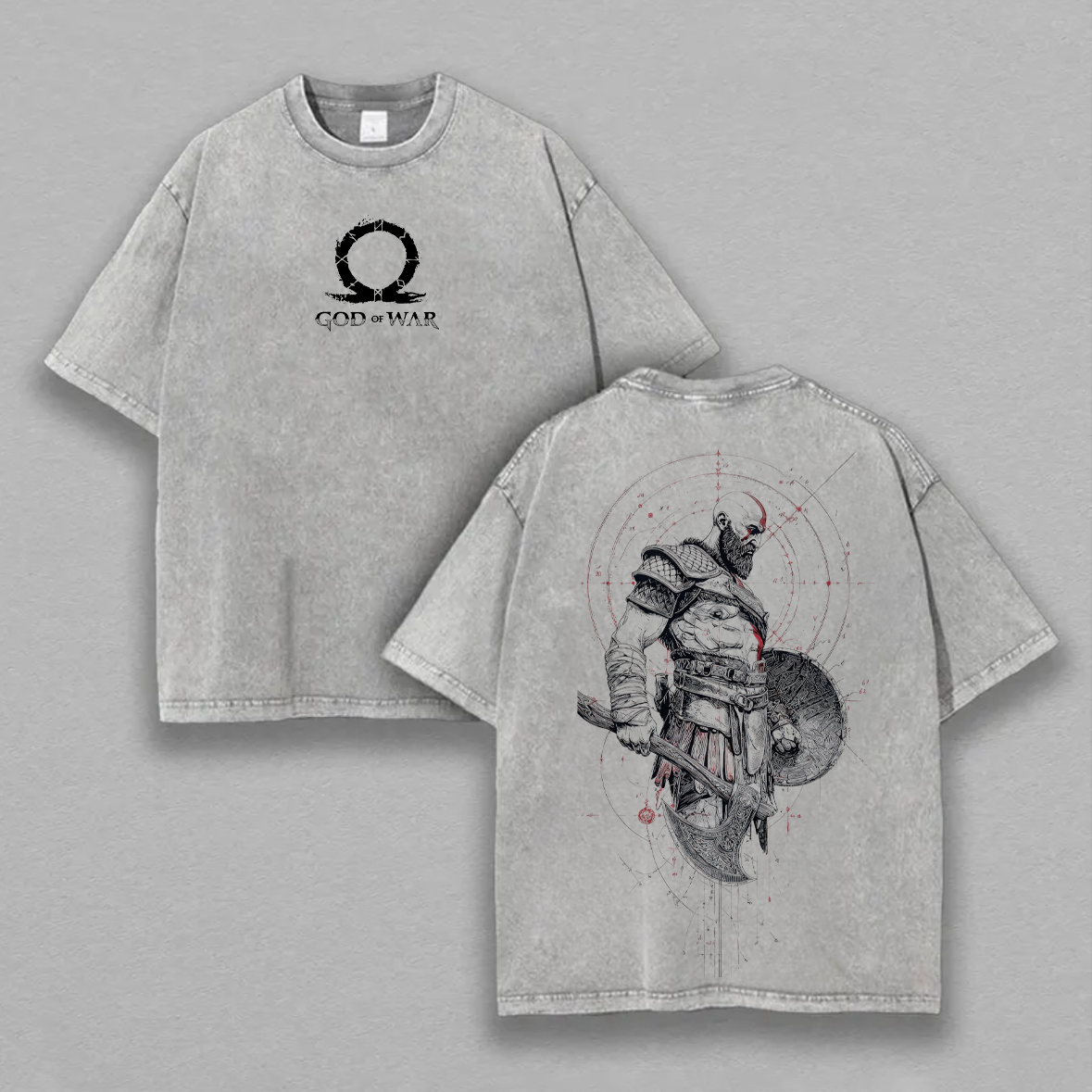 God of War Kratos Printed Unisex Washed T-Shirt Image - 1