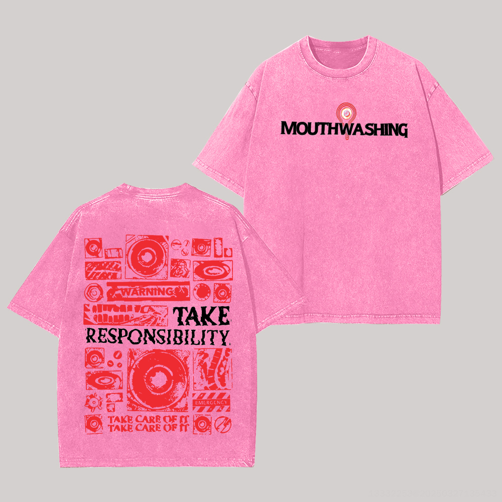 Mouthwashing Game Printed Unisex Washed T-Shirt Image - 2