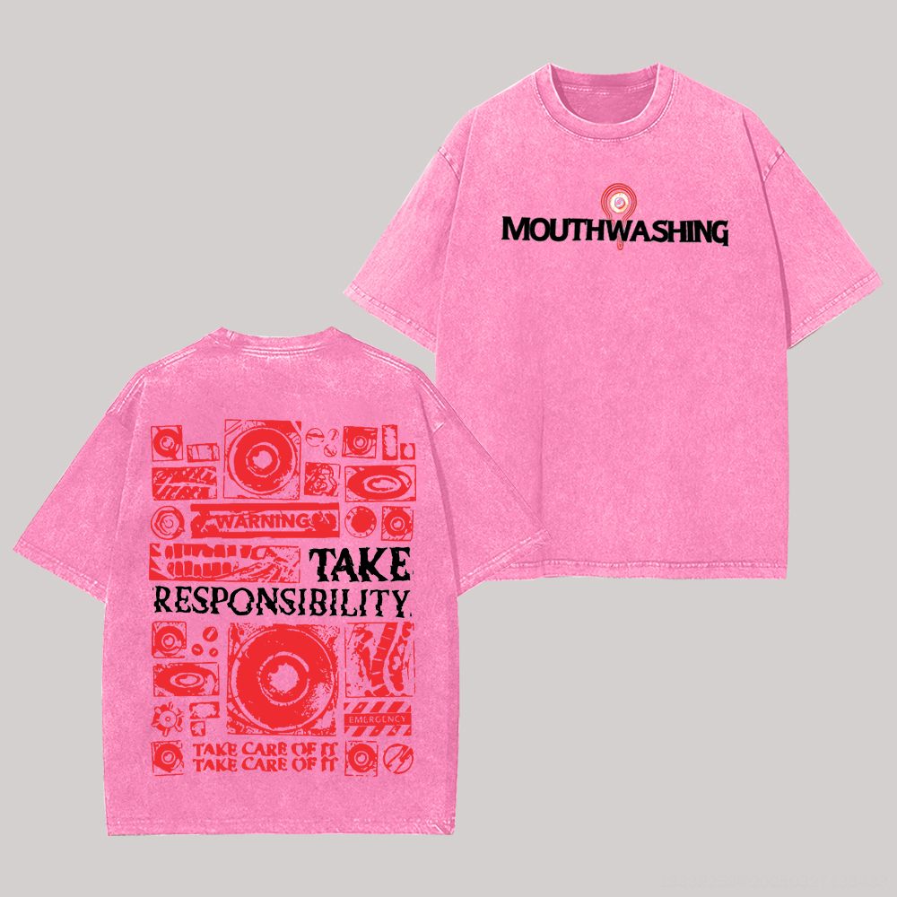 Mouthwashing Game Printed Unisex Washed T-Shirt Image - 2