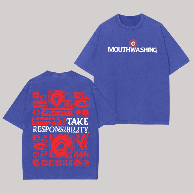 Mouthwashing Game Printed Unisex Washed T-Shirt Image - 3