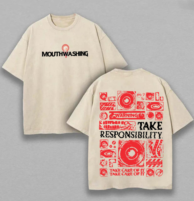 Mouthwashing Game Printed Unisex Washed T-Shirt Image - 6