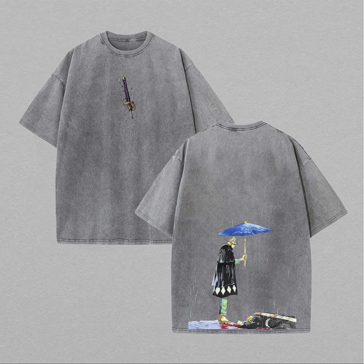 Bleach Ichigo Kurosaki Printed Unisex Washed T-Shirt Image - 2