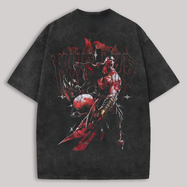 God of War Kratos Printed Unisex Washed T-Shirt Image - 1