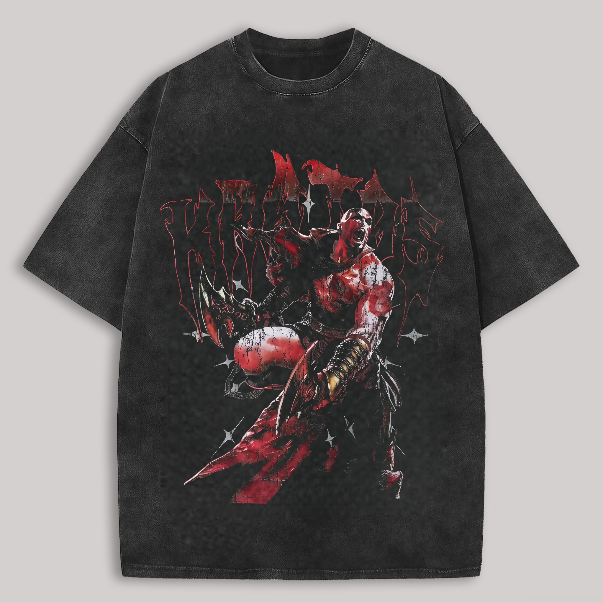 God of War Kratos Printed Unisex Washed T-Shirt Image - 1