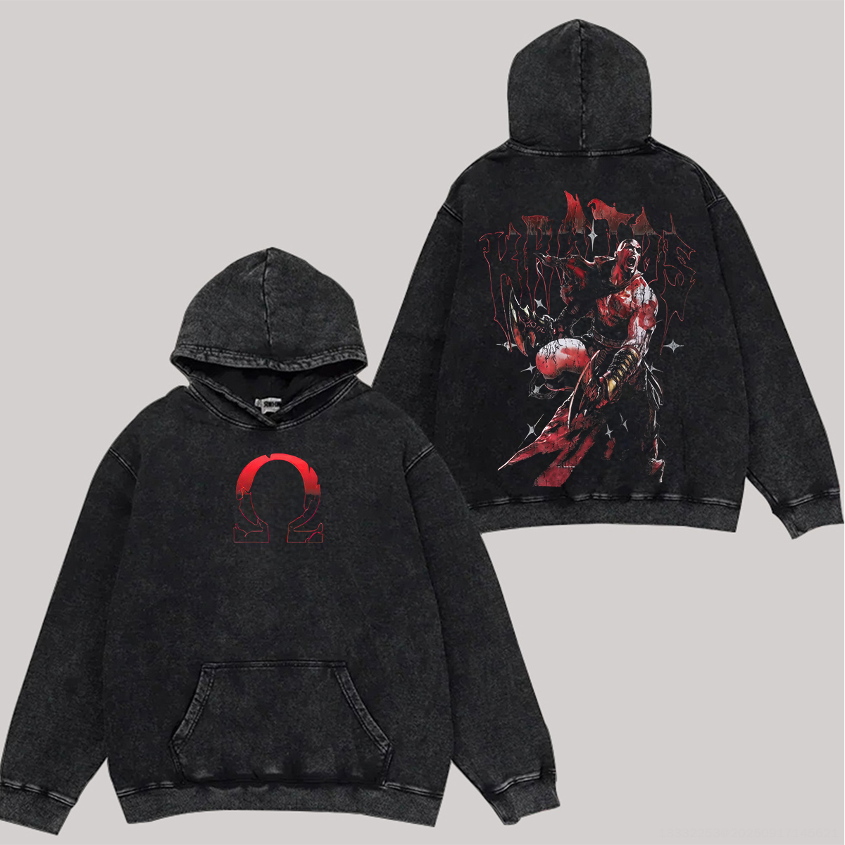God of War Printed Unisex Washed Hoodie Image - 1