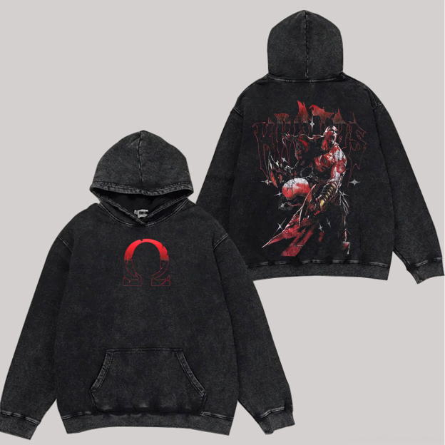 God of War Printed Unisex Washed Hoodie Image - 1
