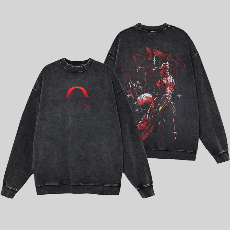 God of War Printed Unisex Washed Sweatshirt Image - 1