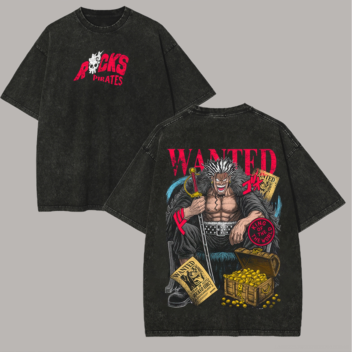 One Piece Rocks D. Xebec Printed Unisex Washed T-Shirt Image - 1