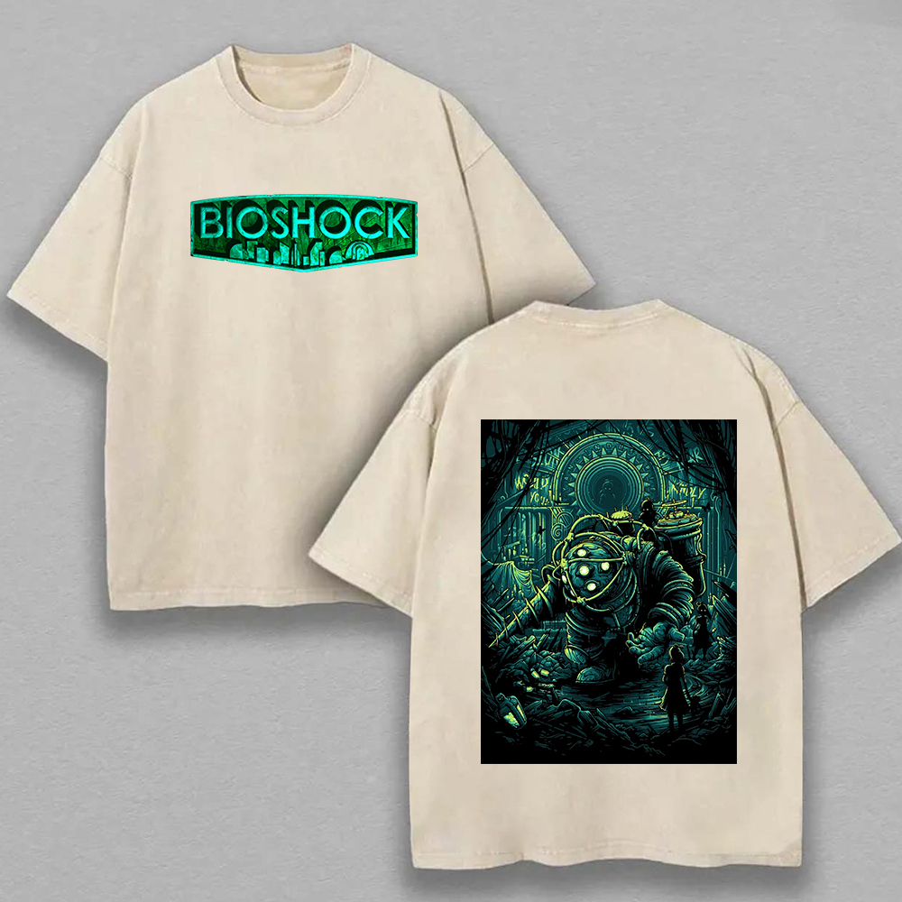 BioShock Printed Unisex Washed T-Shirt Image - 2