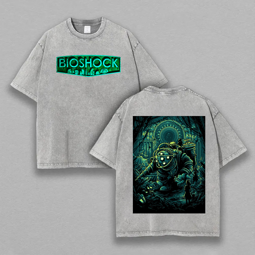 BioShock Printed Unisex Washed T-Shirt Image - 3