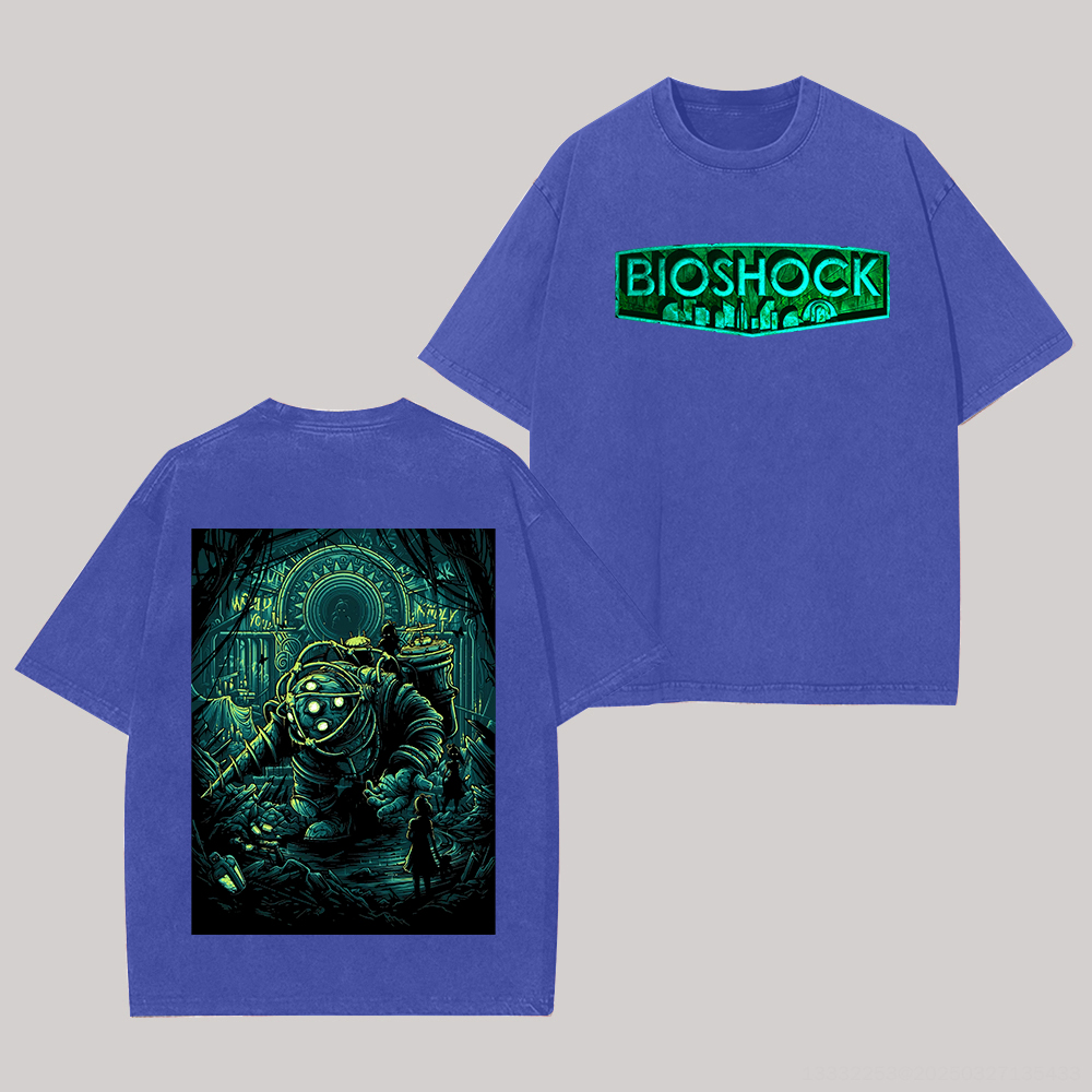 BioShock Printed Unisex Washed T-Shirt Image - 5